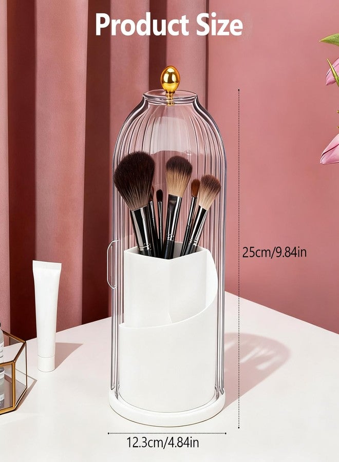 BSDLZCH Toothbrush Holder with Cover, 360 Rotating Dust-proof Toothbrush Holder 3 Slots Rotating Makeup Brush Holder for Vanity Bathroom Countertop Organizer (Transparent) - Image 2